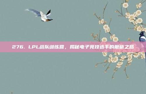 276. LPL战队训练营，揭秘电子竞技选手的磨砺之路